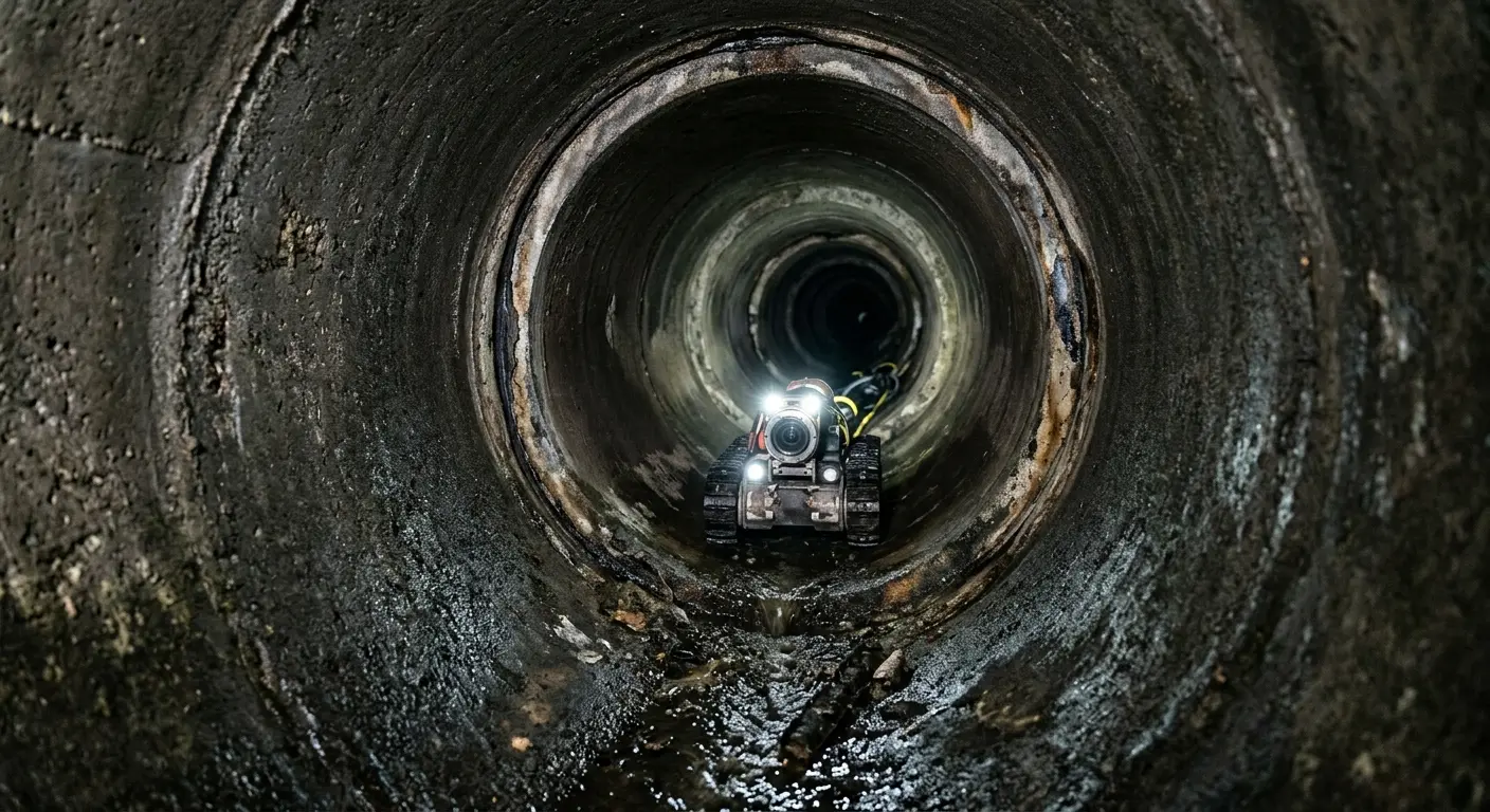 Robotic sewer camera inspecting pipe interior for Sewer Line Cleaning in Forest Park